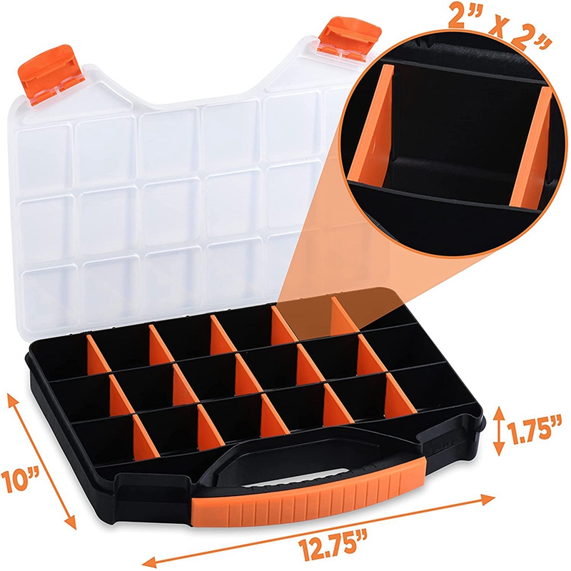 Storage Box with 18 Compartments-Small Hardware Storage Box-Made of Durable Plastic-perfect for Screws Nuts and Bolts