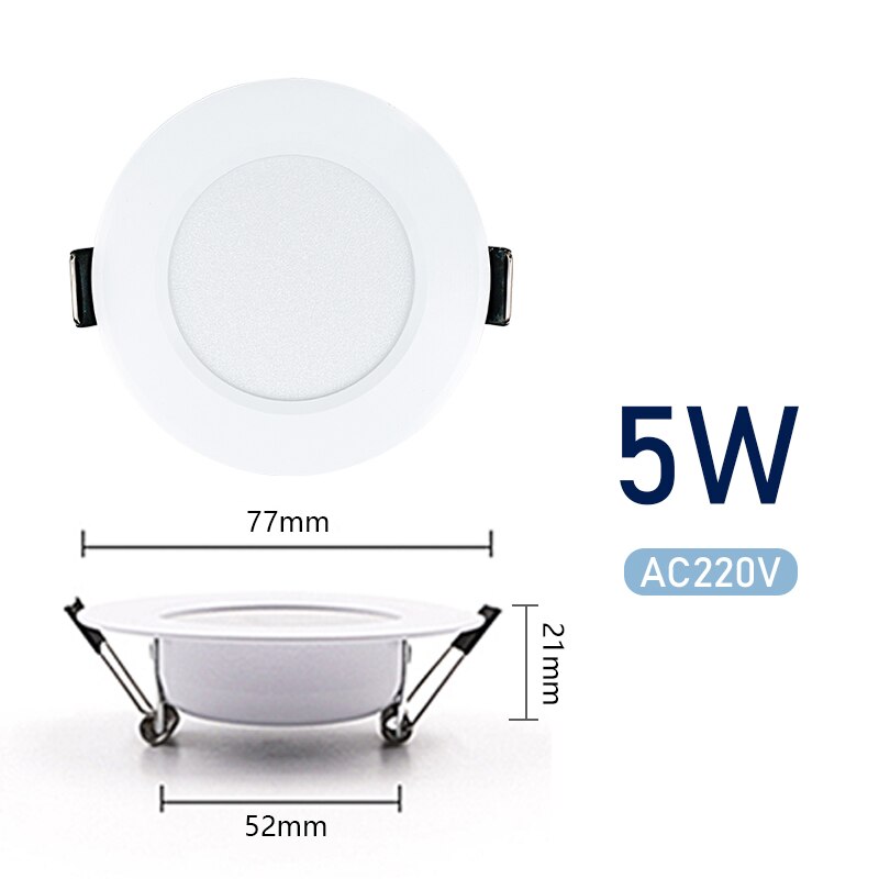 6 stk/parti led downlight 3w 5w 7w 9w 12w 15w rund forsænket lampe  ac220v led loftslys downlights spotlight indendørs belysning: 5w / Varm hvid