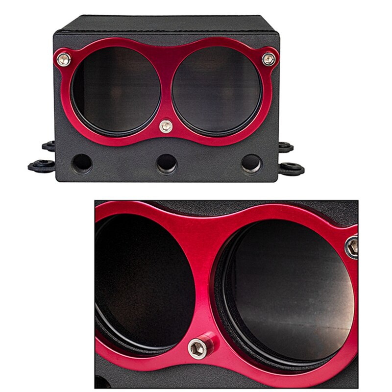 60mm Dual Port External Fuel Pump Tank Racing Billet Aluminium Fitting Oil Catch Can Fuel Surge Tank