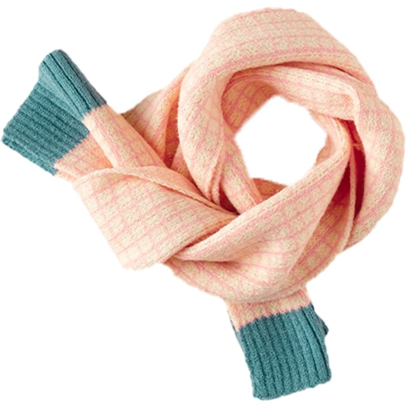 Inverno malha xadrez cachecóis envolve cobertor da criança menino meninas grosso pescoço mais quente do bebê crianças cachecol quente multi-color: Pink