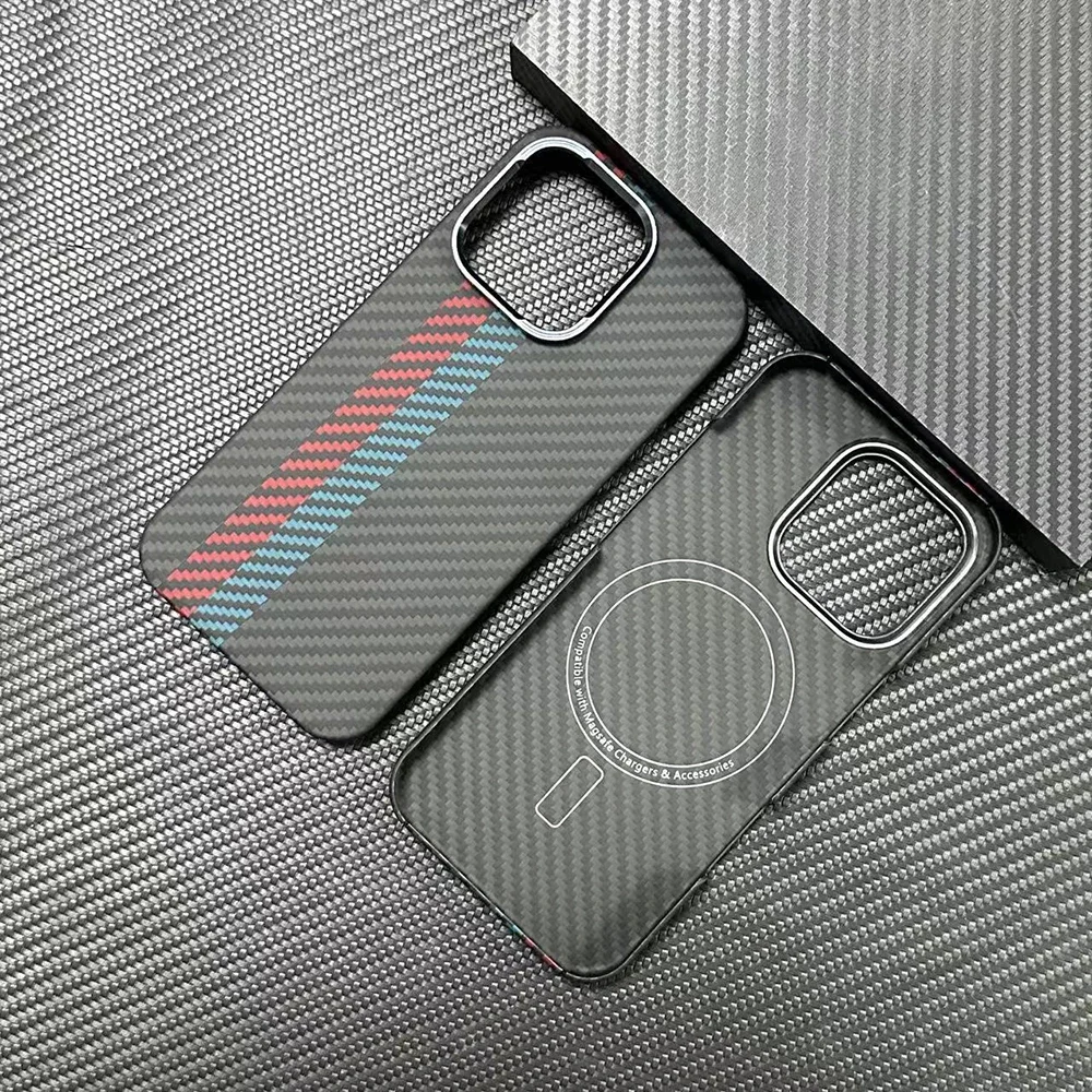 Para Magsafe funda magnética para iPhone 15Pro/ 16 Pro Max funda de fibra de carbono cubierta fina de fibra de aramida para iPhone 16pro funda de carbono