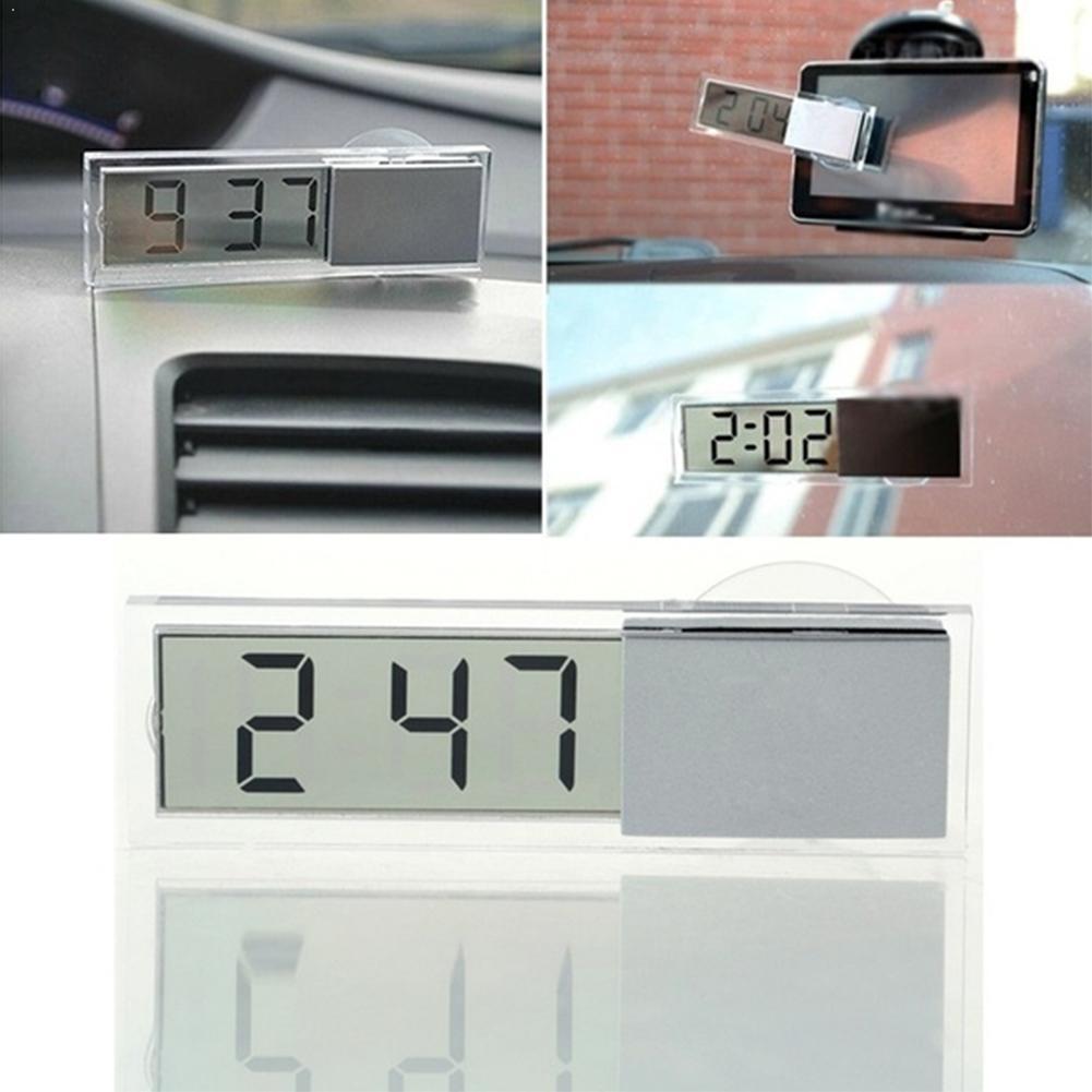 Elektronische Auto Horloge Auto Klok Mini Transparant Lcd-scherm Sucker Digitale Glas Interieur Met Ornamenten Auto Auto Accessorie R9M7