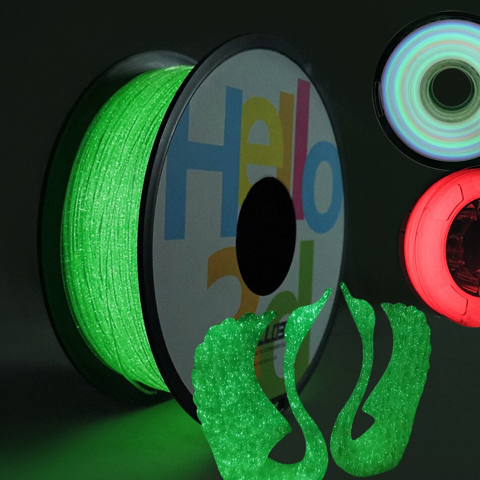PLA glühen in das dunkel Nachtleuchtende Filament 1,75mm Kunststoff 3D Drucker Materialien glühend Regenbogen verrotten Glühwürmchen Grün Filamente