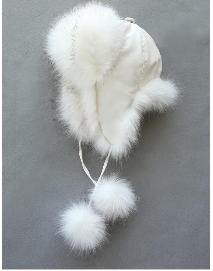 Kinderen Faux Fur Hoed Lederen Vos Bontmuts Lei Feng Thermische Sneeuw Cap Muts Beschermen Oren Hoed winter Hoed: WHITE / adul t62-60cm