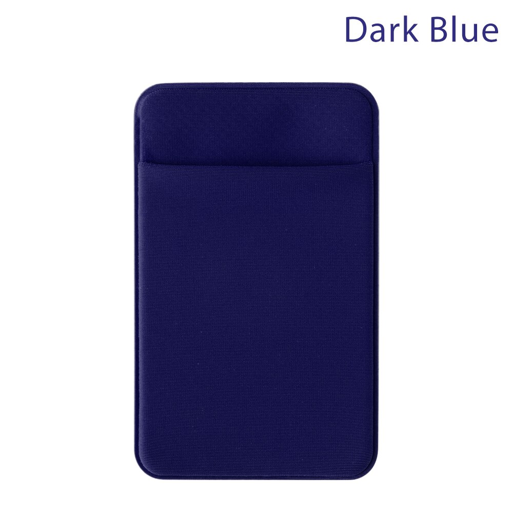 1PC Unisex Elastic Mobile Phone Wallet Cell Phone Card Holder Case Adhesive Sticker Pocket Credit ID Card Holder: Dark Blue