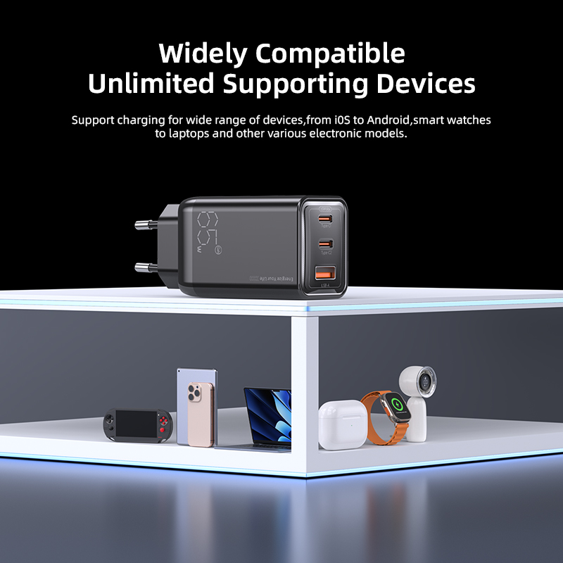 Vyvylabs 65w usb-c-oplader, gan-oplader, ondersteunt qc, pps en pd-laden, draagbare snellader voor iphone 17, 16, 15 en laptop.