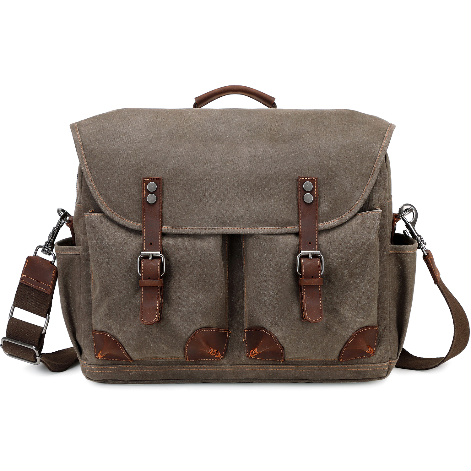 Men's Laptop Messenger Bag, 17 Inch Laptop Backpack Vintage Leather Slung Bag: green