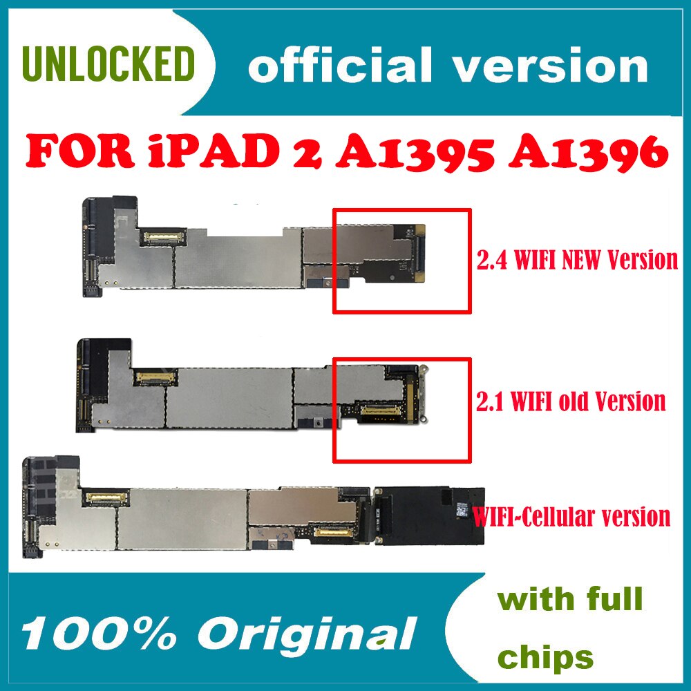 For IPad 2/3/4 A1395 A1403 A1416 A1458 Full Chips 16/32/64GB Clean iCloud Not ID Locked Wifi Version Unlocked Motherboard