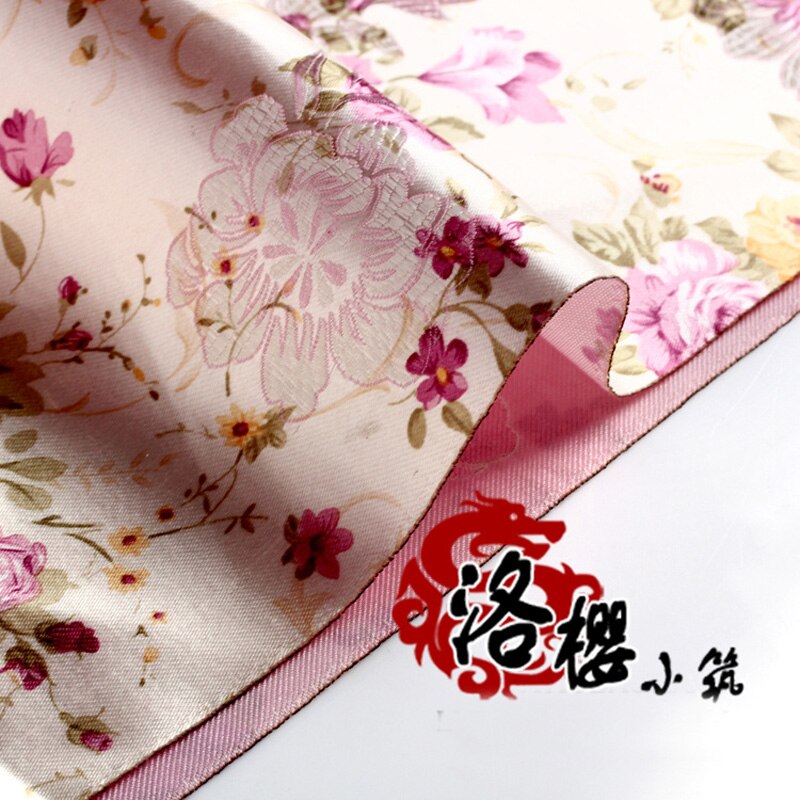 Hanfu baby kostume silke cos tøj vævet damask jacquard brokade stof pink pæon hvid