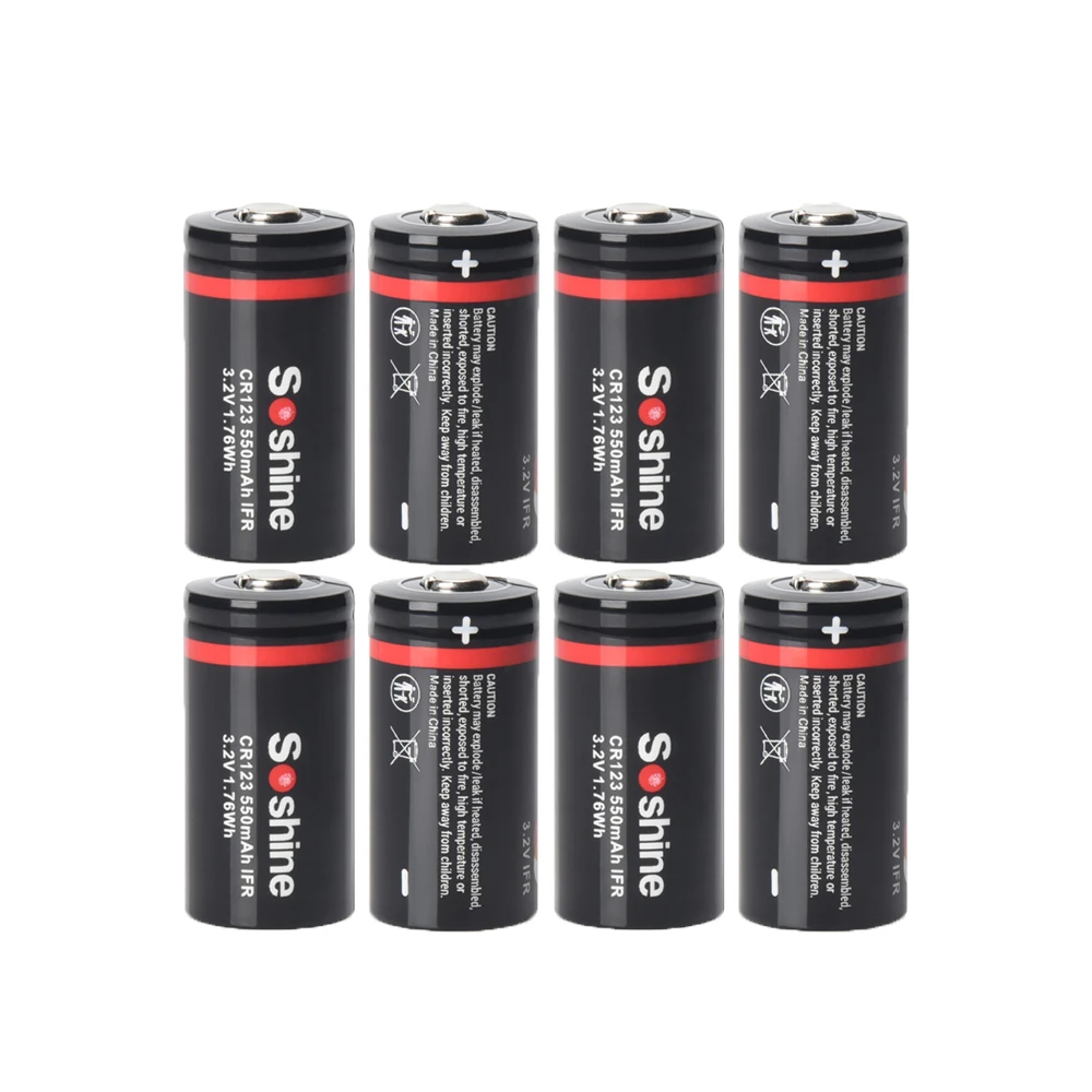 Soshine 16340 550 mAh LiFePO4-Akku RCR123 3,2 V wiederaufladbarer Akku 2000 Zeitentladezyklus für Taschenlampe, Scheinwerfer, Mini-Lüfter: Weiß