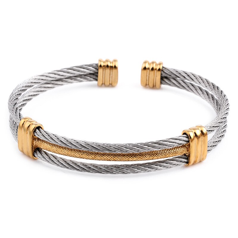 ZORCVENS spring wire line colorful titanium steel bracelet stretch Stainless steel Cable Bangles for women: 81118