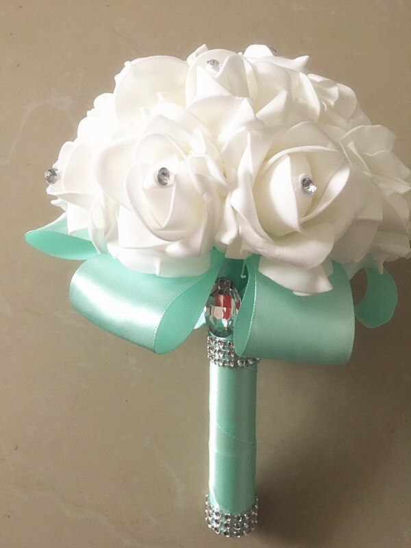 barato Prom bebé flor azul broche De ramo De Bodas De Boda boda Ramos PE Rosa diamante cinta ramo AA30: green