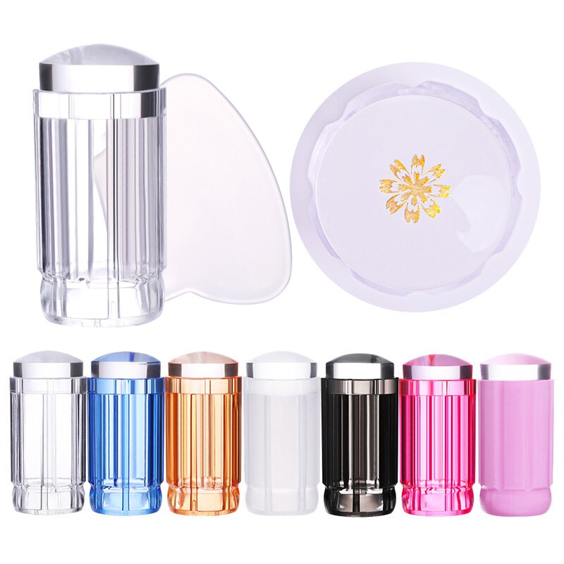 1Pc Silicone Head Nail Art Stamper Scraper Clear Jelly Silicone Stamper for Nail Stamping Plate Scraper Nail Art Tools