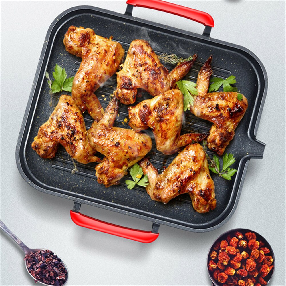 Barbecue Grill Lade Aluminiumlegering Barbecue Koekenpan Plaat Non-stick Vierkante Koreaanse Bbq Lade Keuken Koken Kookgerei Camping