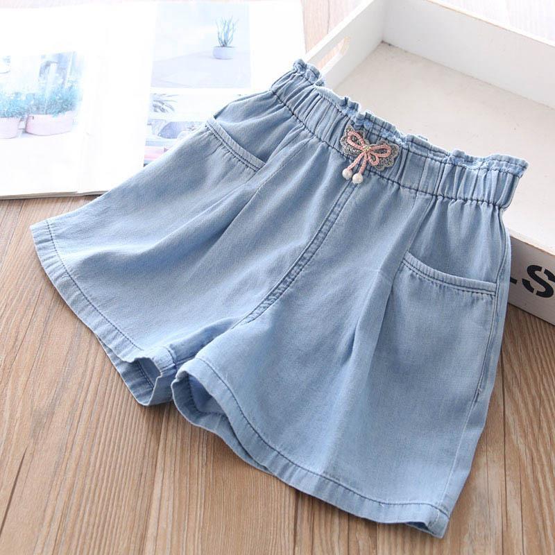 Abbigliamento per bambini pantaloncini di jeans per ragazze pantaloni estivi Bowknot per bambini pantaloni da spiaggia per bambini pantaloncini per bambini per ragazze adolescenti