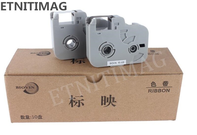 2Pcs BIOVIN Ink Ribbon RS-80B Black Or White Original ink cartridges For Electronic Lettering Machine S650E,S700E
