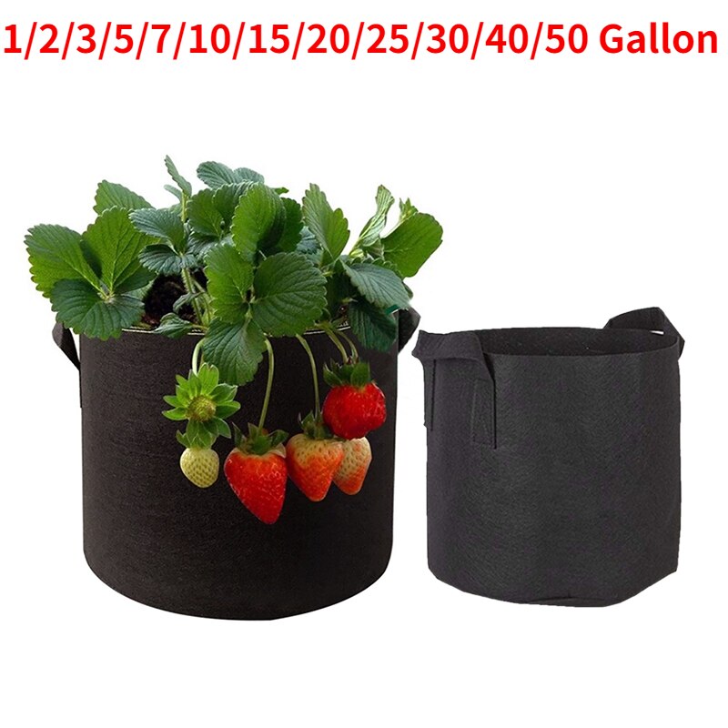 Vilt Bloempot Stof Grow Bag Tuinieren Groente Groeiende Planter Tuin Planten Pot 1/2/3/5/7/10/15/20/25/30/40/50 Gallon