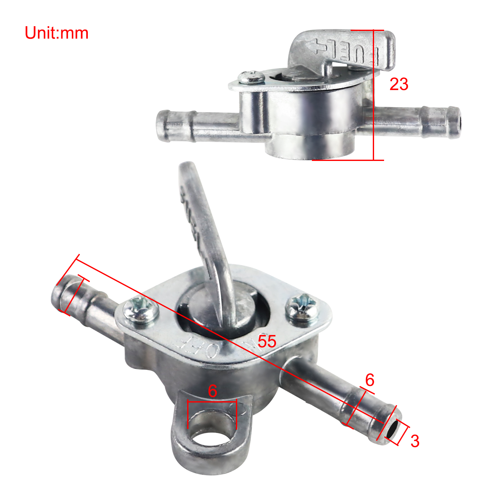 6 mm Benzinhahnventil, Inline-Kraftstoffabsperrventil, Kraftstofftank-Ein-Aus-Schalter für 50 cc, 70 cc, 90 cc, 110 cc, 125 cc, 140 cc, 150 cc Schmutz Fahrrad