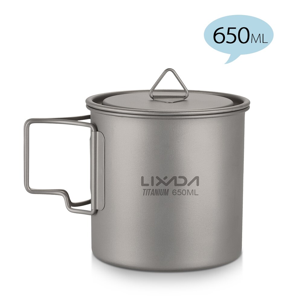 Lixada Titan Tasse draussen Tragbare Camping Picknick Wasser Tasse Becher mit Faltbare Griff 300ml/350ml/420ml/550ml/650ml/750ml: 650ml