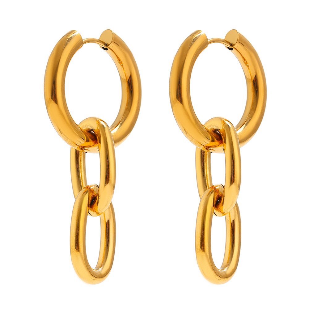 Yhpup rustfrit stål runde bøjle øreringe natursten smykker charm metal 18 k usædvanlige øreringe til kvinder kontor: Yh1805a guld