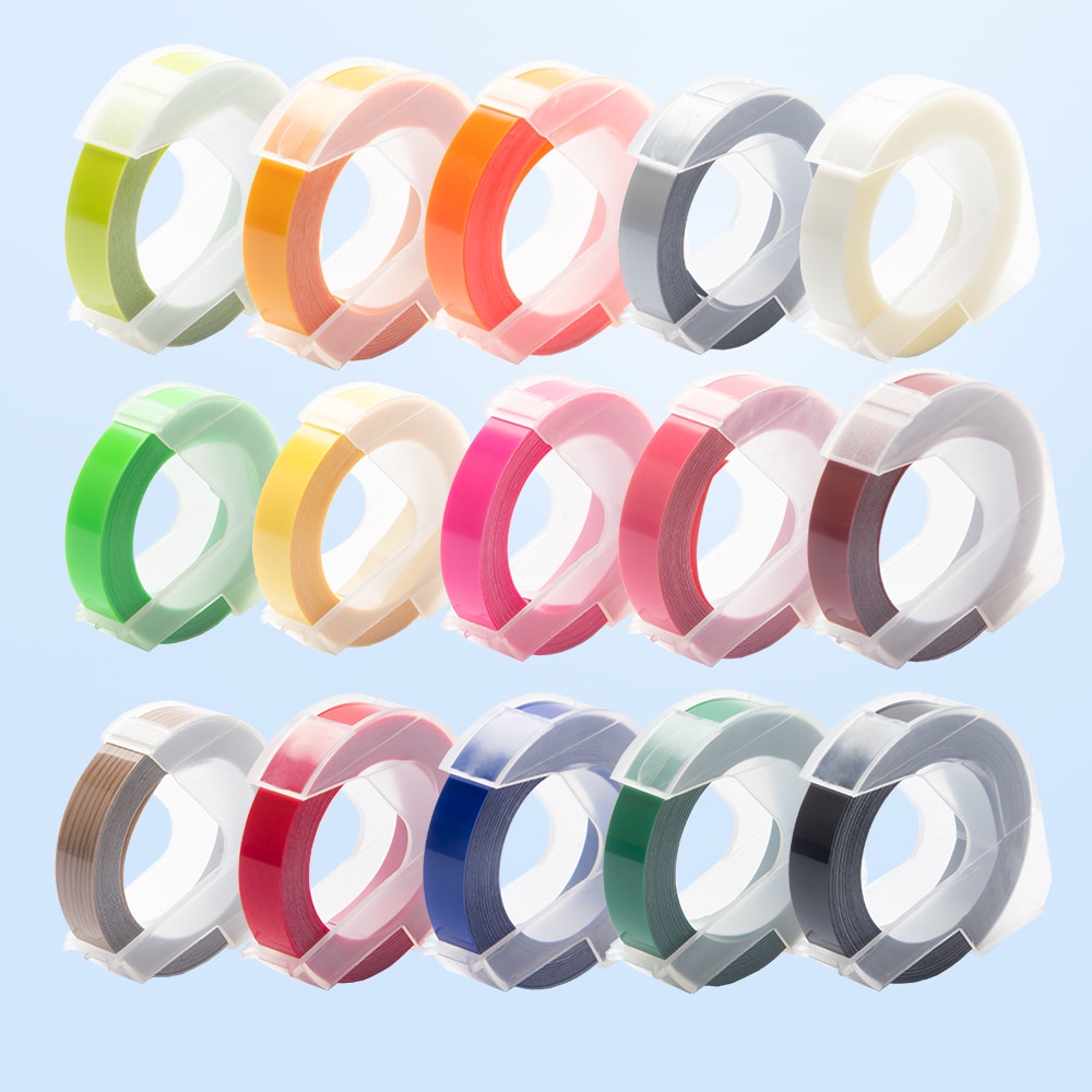4pk 3d präglingstejper för dymo 3d präglingstejp 9mm st plastetiketter skrivarband för dymo motex  e101 manuell etikettmaskin