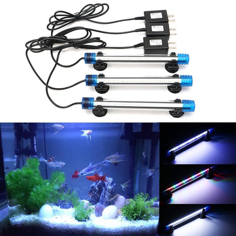 Aquarium Fish Tank LED Light Blue/White Waterproof Lamp 20/30/40/50/60CM Bar Submersible Waterproof Clip Lamp Decor US Plug