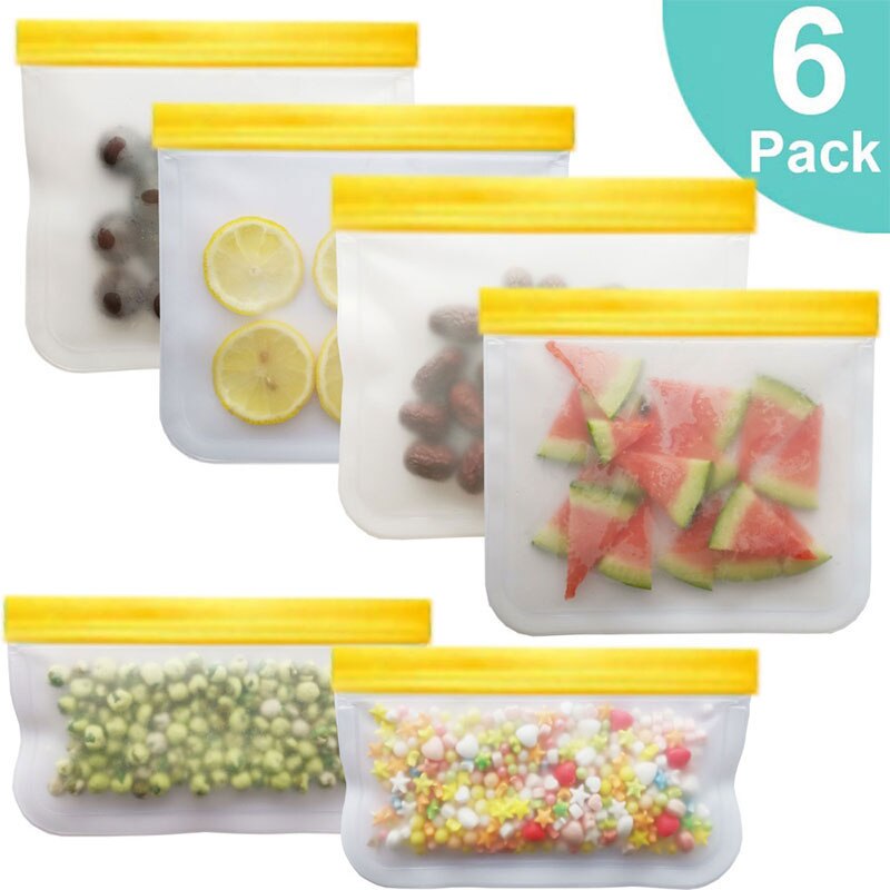 12 unids/set de silicona bolsa de comida de alimentos de silicona bolsa reutilizable fresca congelada mantener bolsa con cierre a prueba de fugas superior bolsa de fruta