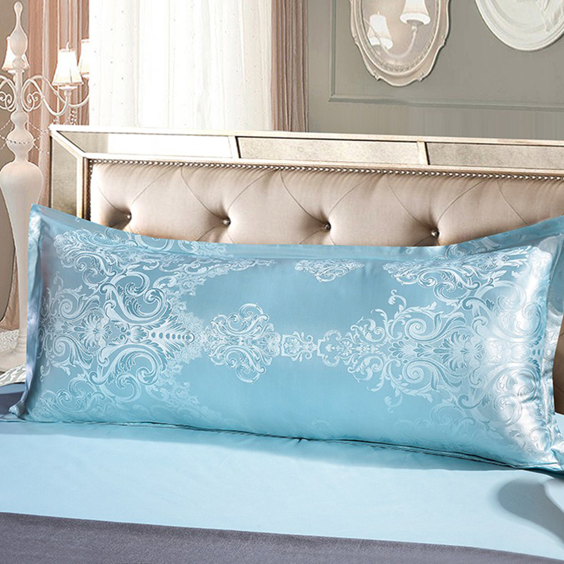 Satin langt sengetøj pudebetræk jacquard blomstermønster blød glat krop pudebetræk maskinvaskbar pudebeskytter: -en / 48 x 180cm