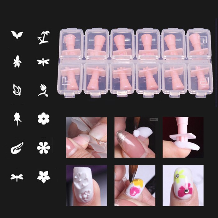 12 Pcs Nail Art Stempel Herbruikbare Nail Transfer Patroon Plaat Stamper Manicure Gereedschap