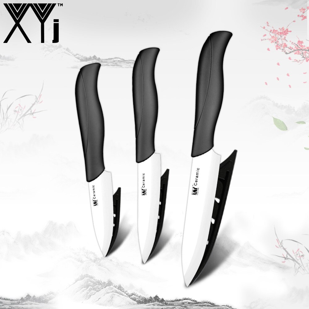 Xyj keramisk kniv kokk kjøkkenkniv sett lett bestikk japansk keramisk kniv sett 3 4 5 tommers kokekniv skjæreverktøy: Svart h hvitt blad