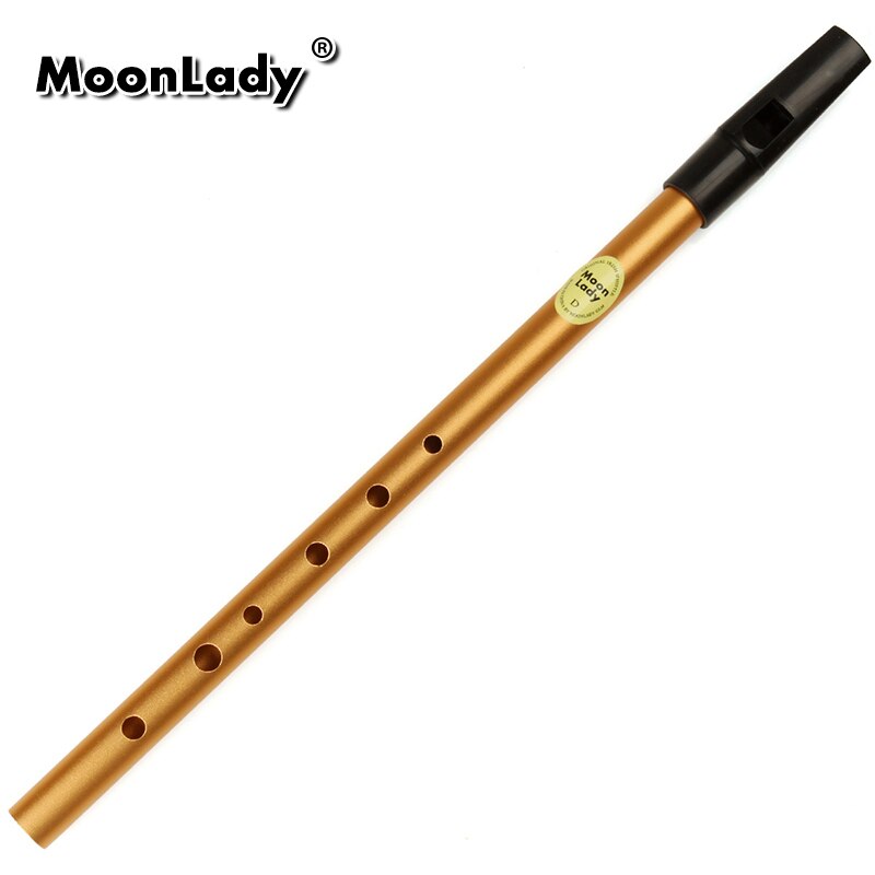 Flauta de Metal de 6 agujeros, silbato irlandés de aleación de aluminio, con todos los accesorios: Gold