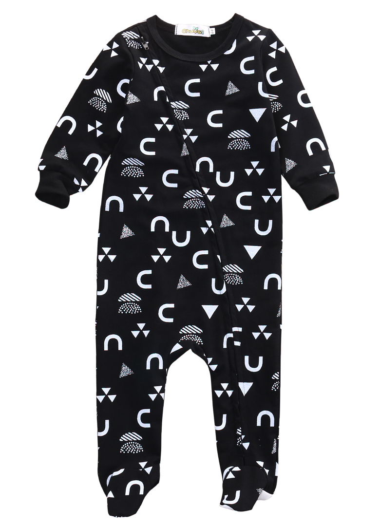 Cartoon Print Long Sleeve Zipper Up Baby Sleeper For Boys Autumn Spring