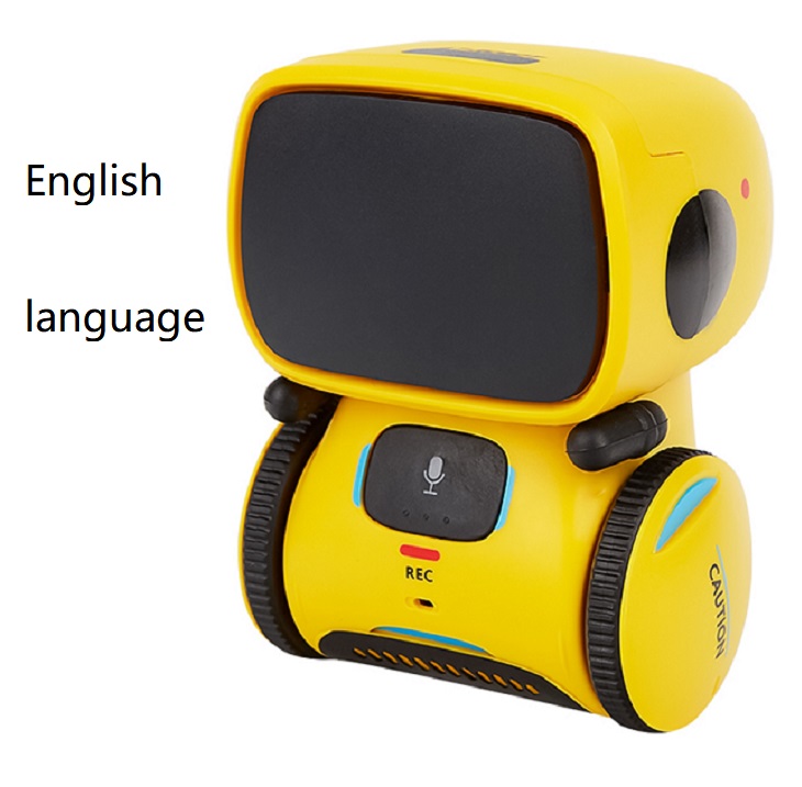 Russian Language toy Cute robot voice control Dance Sing Repeating Recorder Touch Control Intelligent Robot for kids: English yellow