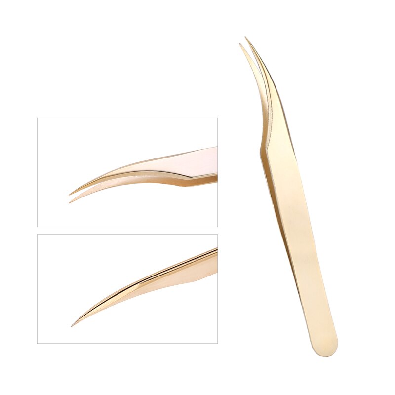 Nail Art Rhinestones Tweezers Stainless Steel Curved Straight Tweezer Nipper Picking Sequins Beads Stickers Nail Art Tool: Deep Blue