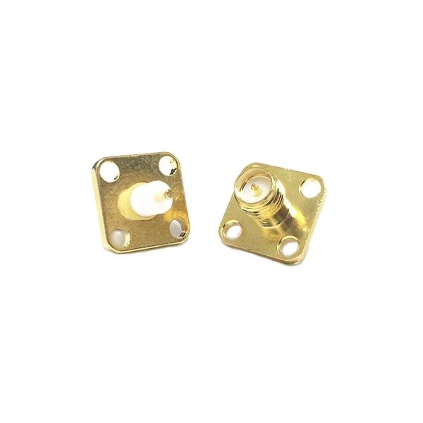 Conector conversor de modem coax 1 peça, novo embutido fêmea rf conector de flange com 4 buracos ponta de solda isolante reto longo 4mm banhada a ouro