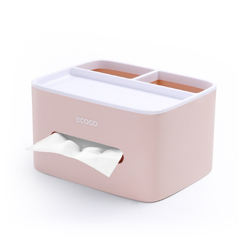Tissue Box Cover Plastic Napkin Holder Double Storage Bathroom Living Room Paper Holder Office Waterproof Tissue Dispenser: Pink