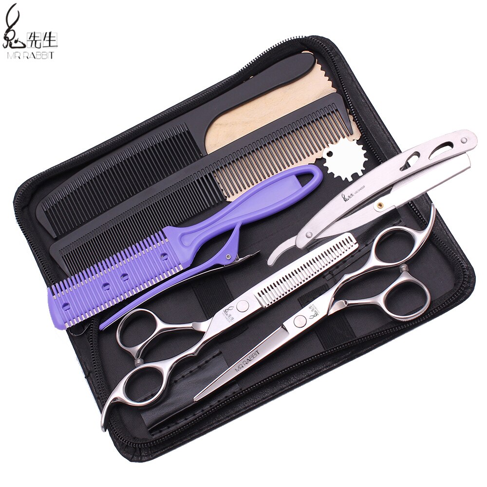 Set de Ciseaux de Coiffure - 6.0 Pouces 17.5cm JP Acier Inoxydable Ciseaux Amincissants pour Salon de Coiffure