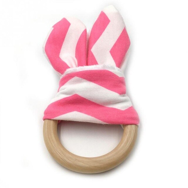 Baby Zahnen Ring Chewie Beißring Sicherheit Holz Natürliche Bunny Sensorischen Spielzeug: 12