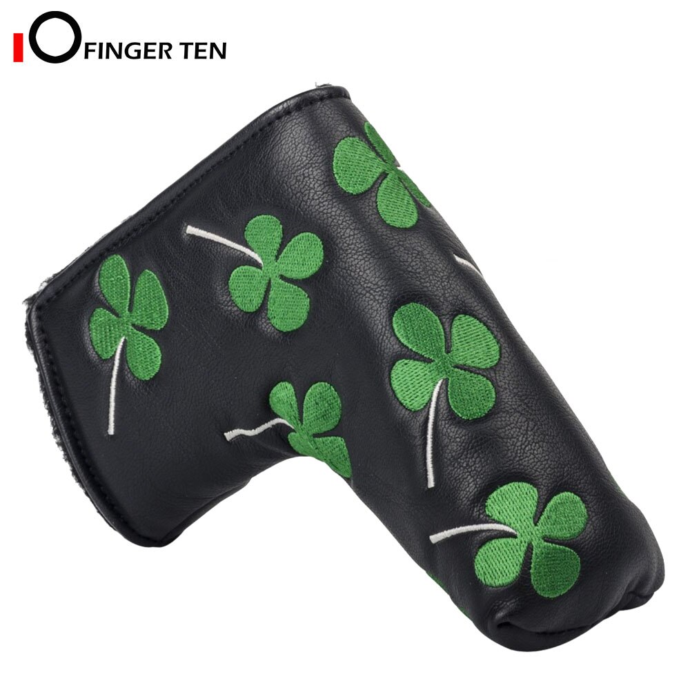 Shamrock Lucky Clover Golf Putter Head Cover Headcover Blade Black White Fit All Brands for Men Women: Black