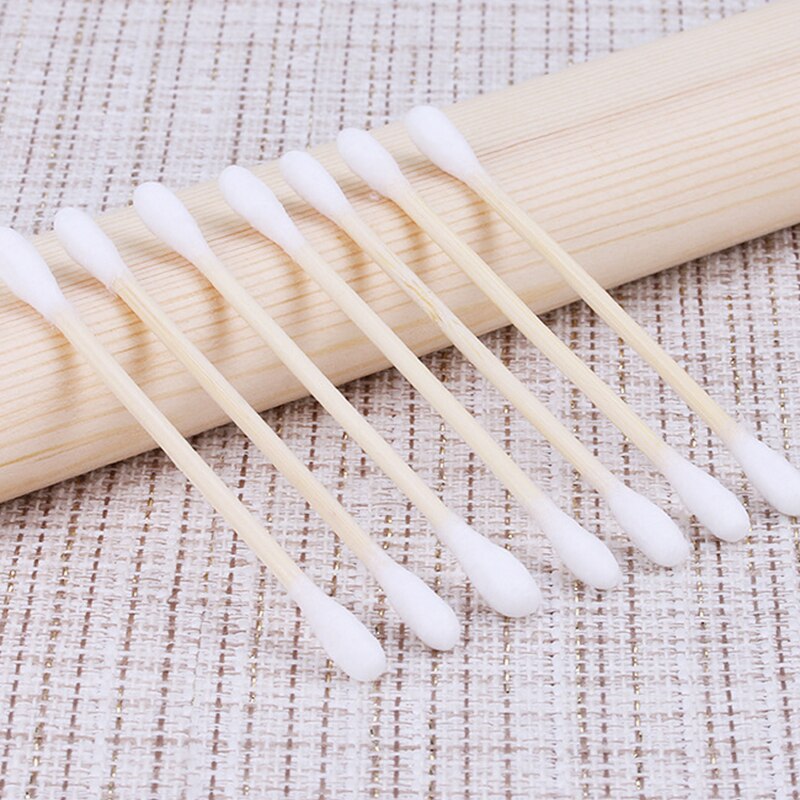 Coton-tiges jetables à Double tête, 100 pièces, Micro brosses, bâtonnets en bois doux pour soins de bébé, Tampons de nettoyage des oreilles