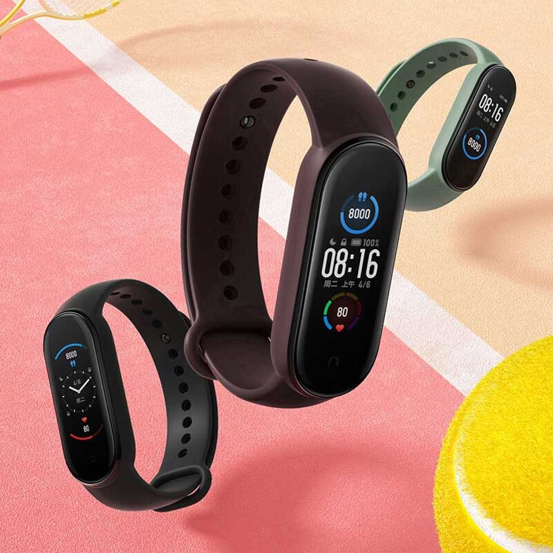 Xiaomi Originale Fascia 5 Braccialetto Intelligente AMOLED Schermo Variopinto di Frequenza Cardiaca Fitness Tracker Bluetooth 5.0 Impermeabile Miband5