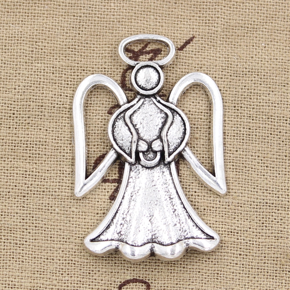 5 stuks bedels beschermengel 45 x 29mm antieke zilveren vergulde hangers om zelf handgemaakte tibetaanse zilveren sieraden te maken