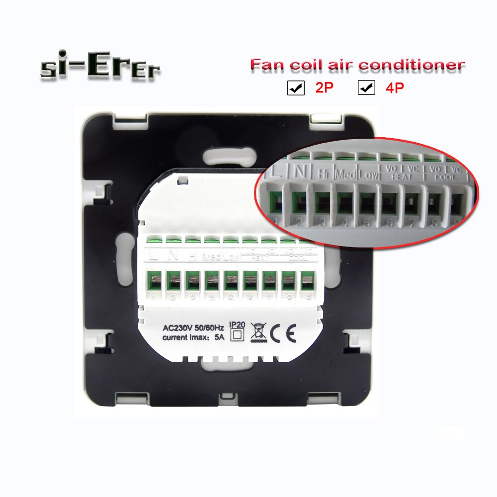 220V programmable Air conditioner thermostat-2P 4Pheating and cooling controller,black / white / gold panel optional