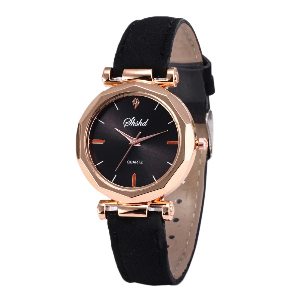 Vrouwen Horloge Strass Mode Vrouwen Lederen Casual Horloge Luxe Analoge Quartz Crystal Horloge Armband Horloge Relogio Feminin: Black