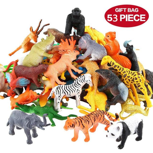 53 pz/set Mini Animal World Zoo modello figura Action Toy Set Cartoon simulazione animale bella plastica collezione giocattolo per bambini: Default Title