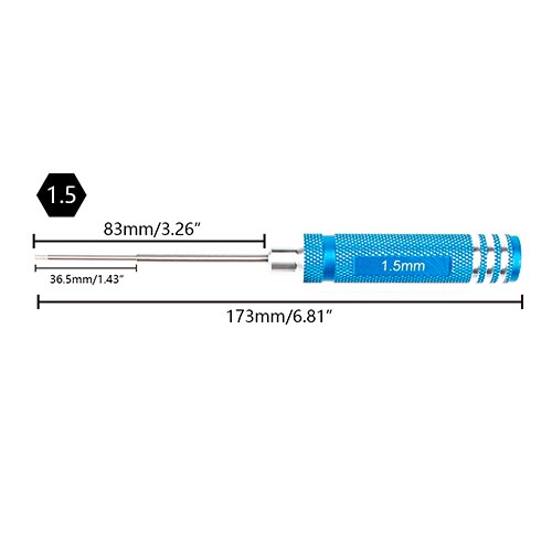 1Pcs Aluminium Allen Hex Schroevendraaiers Sleutel Driver Tool Set 1.5/2/2.5/3Mm Handvat Voor Rc Hobby Model Auto: 1.5mm
