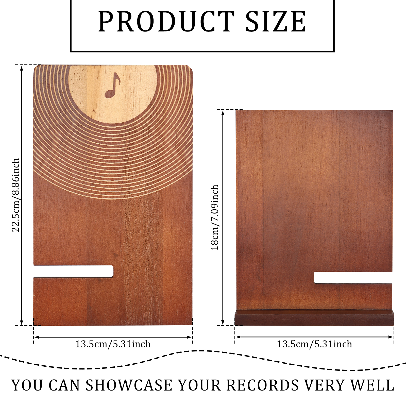 Vinylpladeholder i træ, vintage pladeholder, pladeholderdisplay til lp-entusiaster