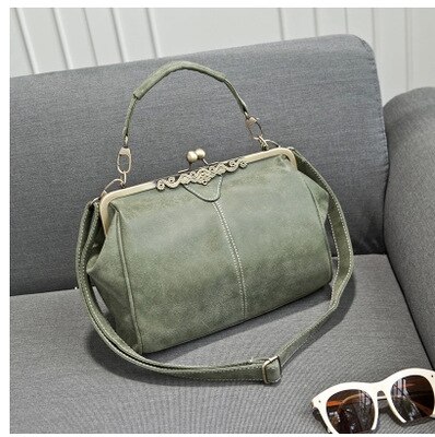 Kvinder håndtaske mærke kvinder messenger tasker europa stil retro pu læder skulder taske kvinder tasker xkx 04: Militærgrøn