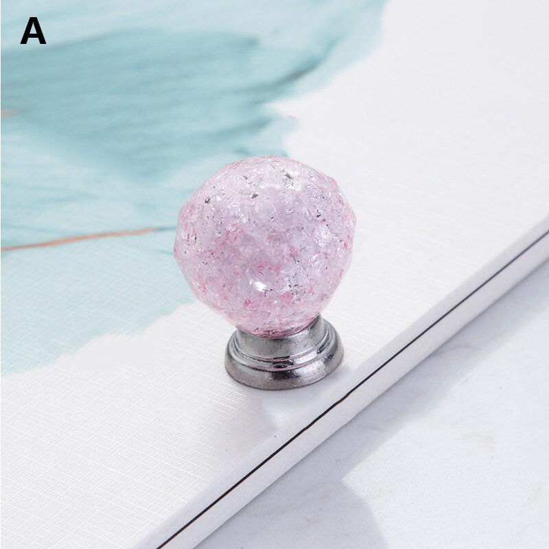 Crack Bal Knop Acryl Ice Crackle Kristal Handvat Gem Ronde Diamant Lade Pull Hardware Enkel Gat Kristal Knoppen Handles: A