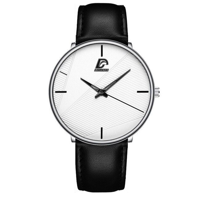 Herreure simple mænd business ultra tyndt rustfrit stål mesh bælte quartz ur minimalistiske armbåndsure til mænd: L sort hvid